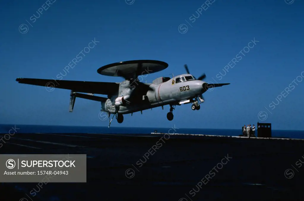 E-2C Hawkeye landing on an aircraft carrier