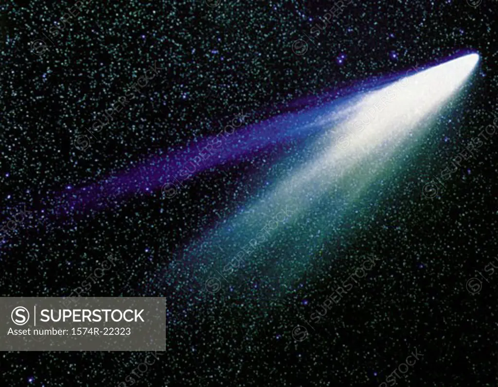 Comet orbiting in space