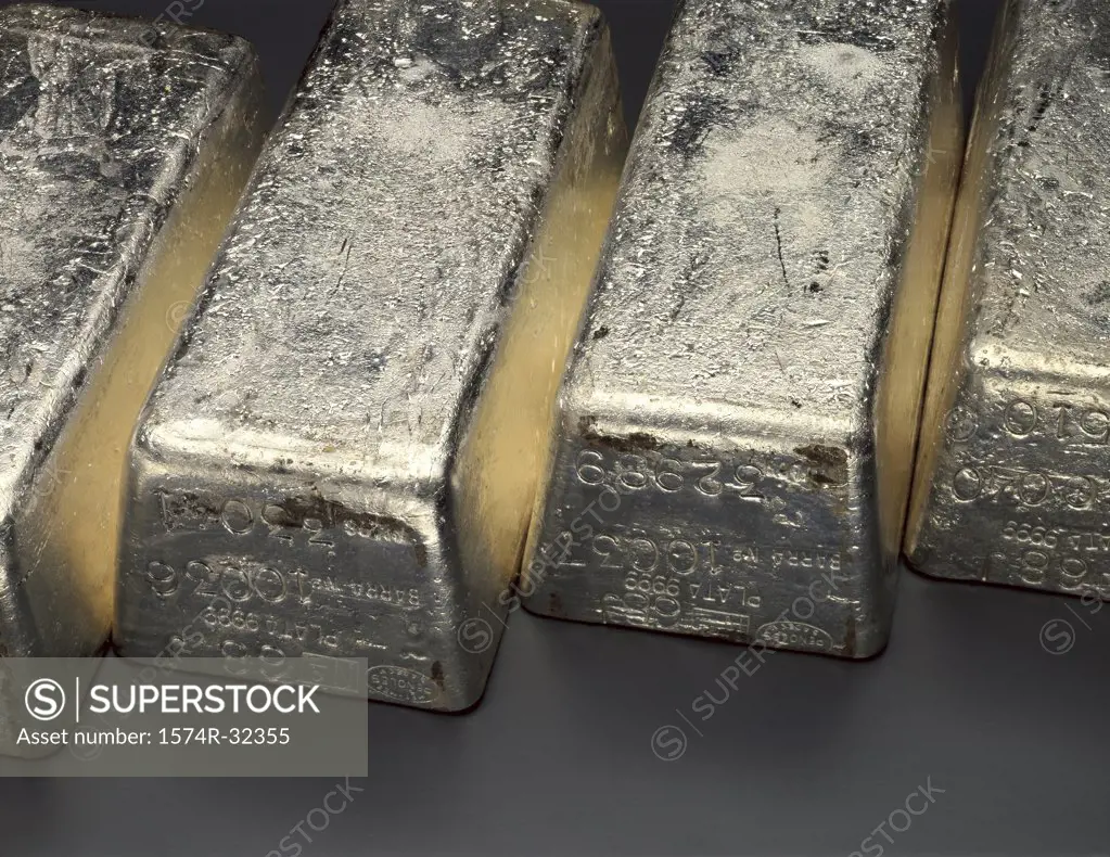 Close-up of silver bars