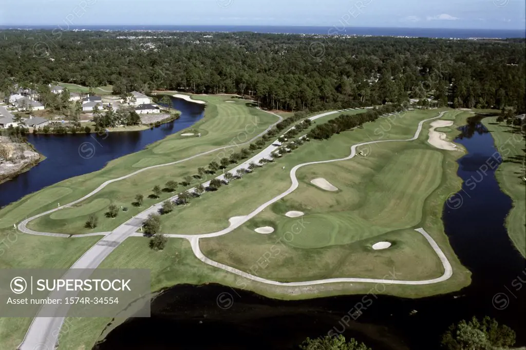 Aerial view of a golf course, Jacksonville, Florida, USA