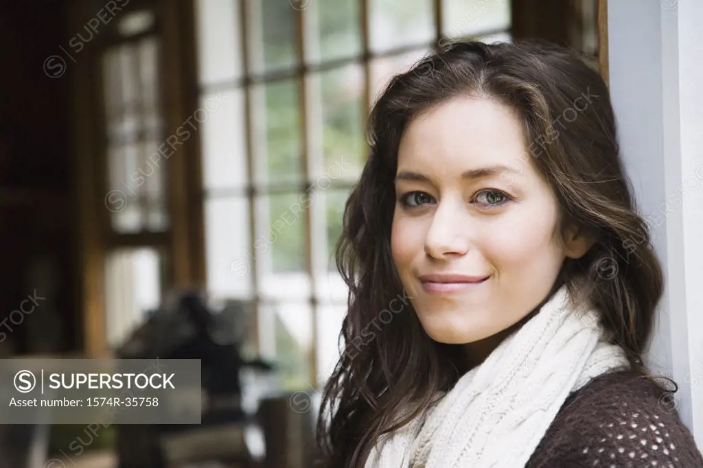 Portrait of a woman smirking