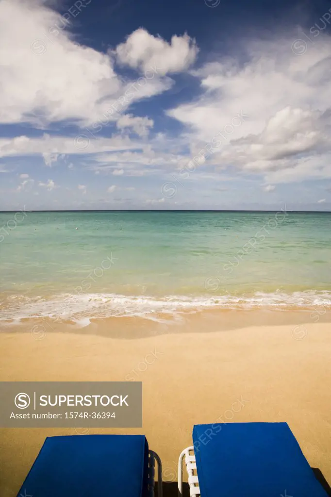 Lounge chairs on the beach