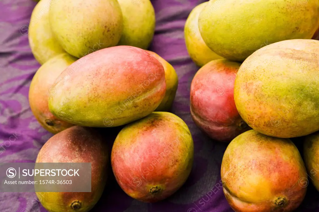 Mangoes for sale at a market stall, Papeete, Tahiti, French Polynesia