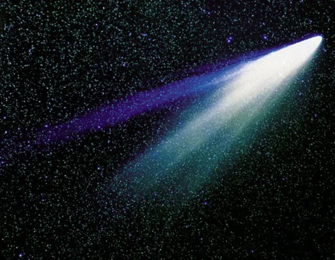 Comet orbiting in space