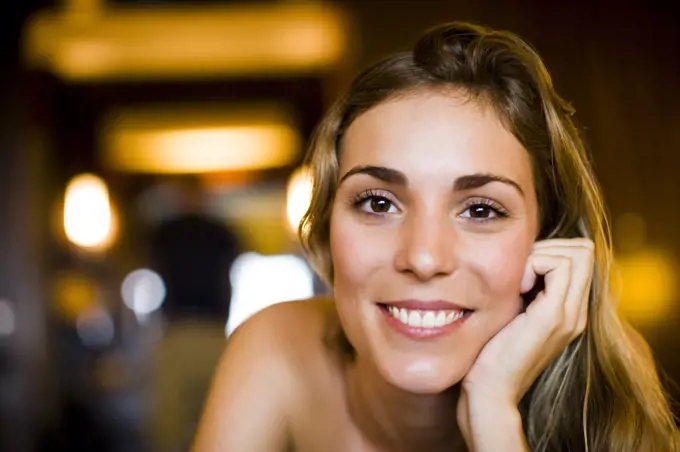 Portrait of a woman smiling, Papeete, Tahiti, French Polynesia