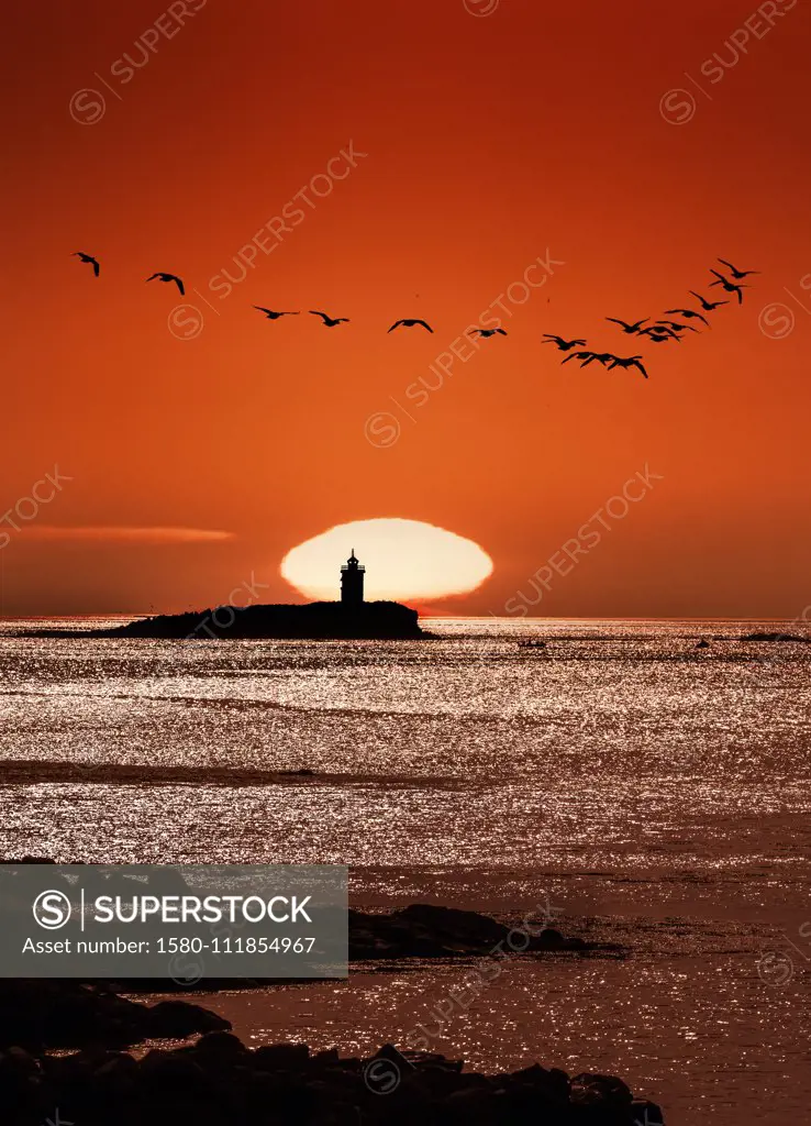 Lighthouse, Flatey island in Breidafjordur