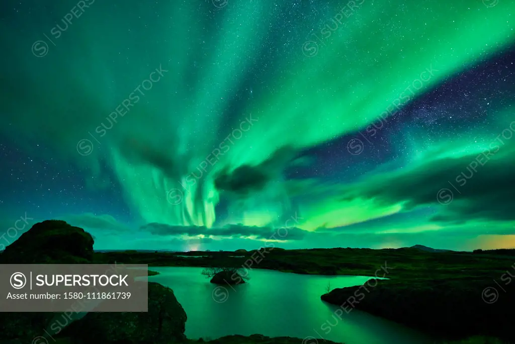 Aurora Borealis, Lake Myvatn, Iceland