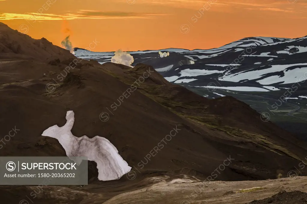 Steaming boreholes by The Krafla Power Station near the Krafla Volcano, Northern, Iceland