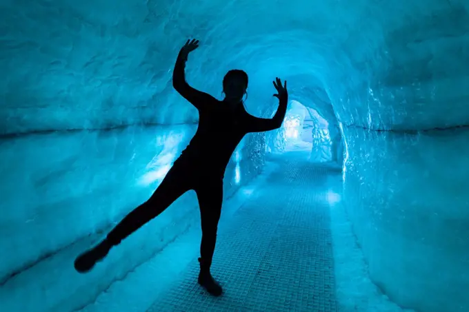 Glacier Ice Cave, Perlan Museum (The Pearl) Reykjavik, Iceland.