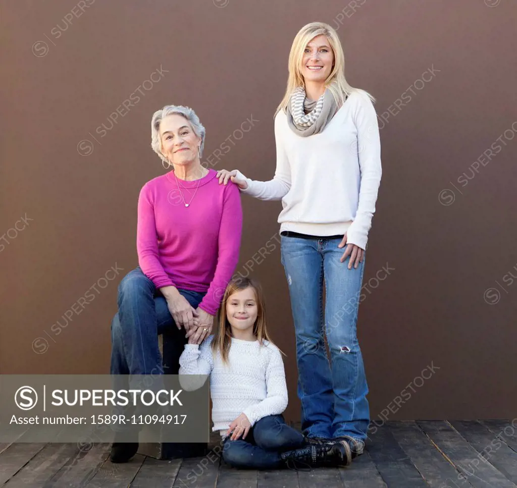 Three generations of Caucasian women smiling together