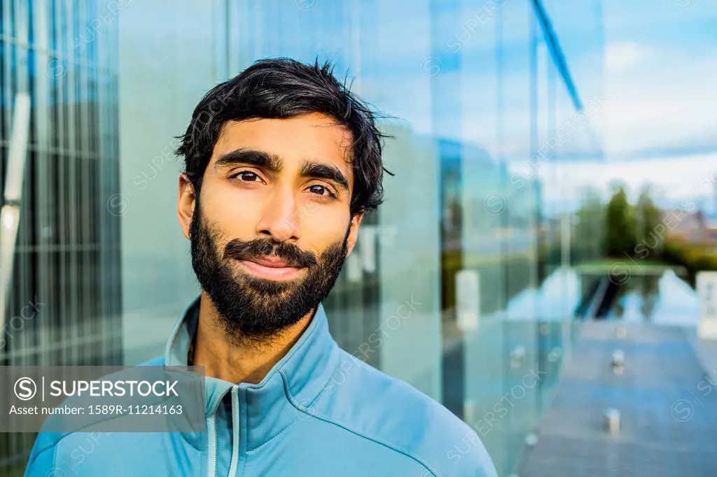 Portrait of smiling Indian man with beard