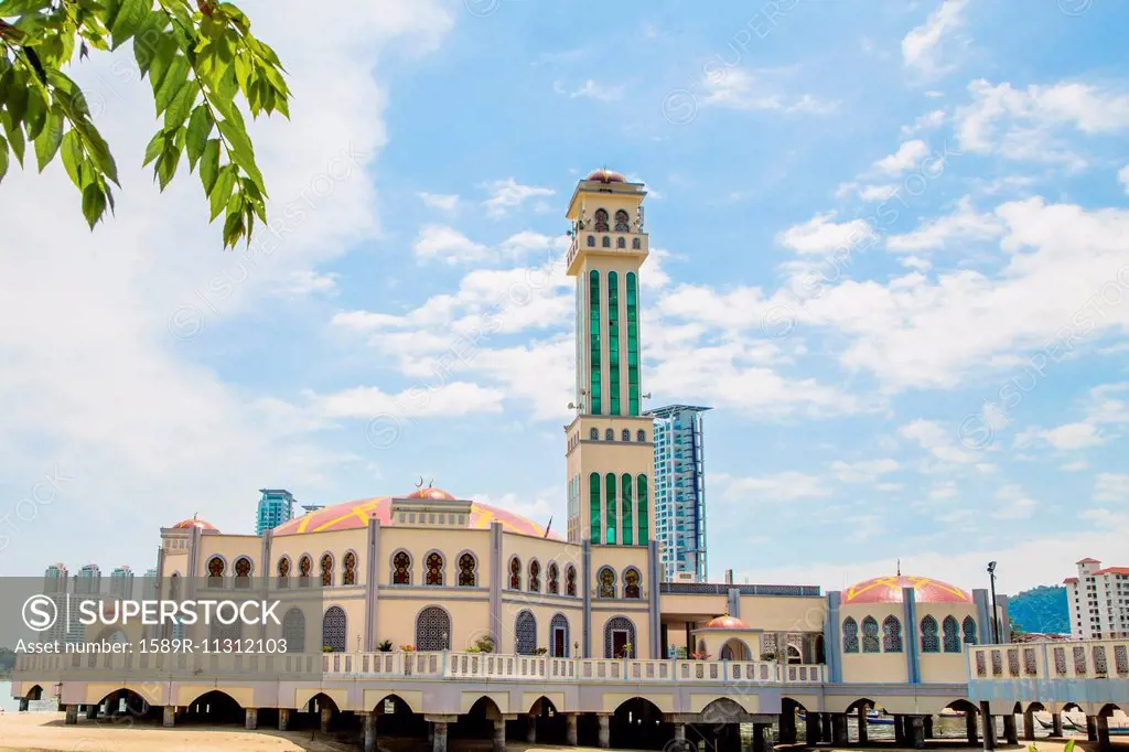 Floating Mosque under blue sky, Tanjung Bungah, Penang, Malaysia