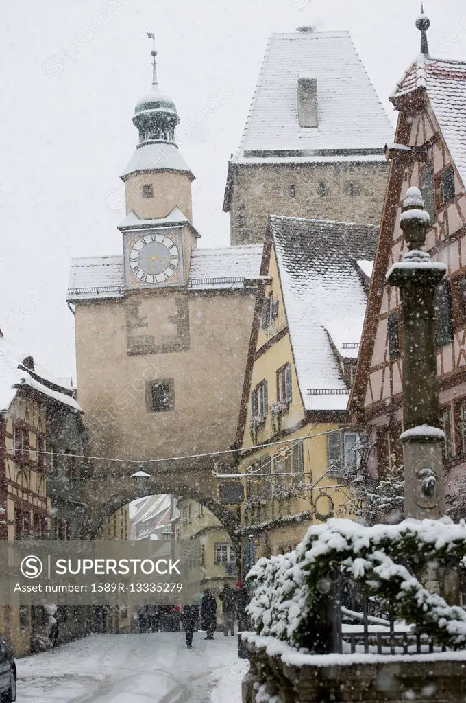 Quaint, snow covered village