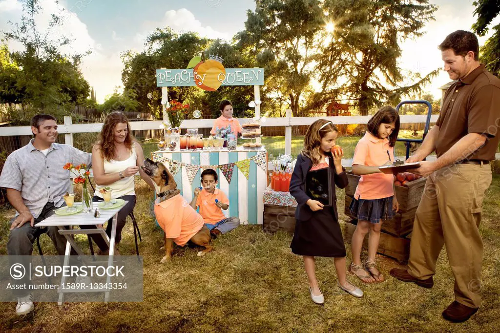 Family relaxing together outdoors