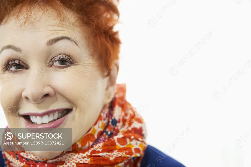 Face of smiling older Caucasian woman