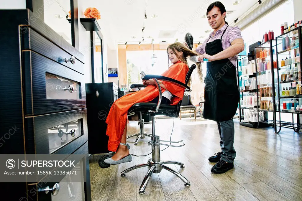 Hairdresser and customer in hair salon