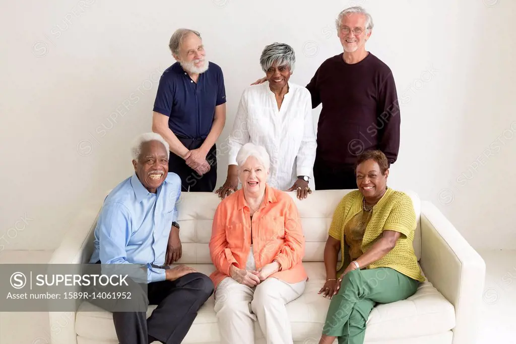 Portrait of older people on sofa