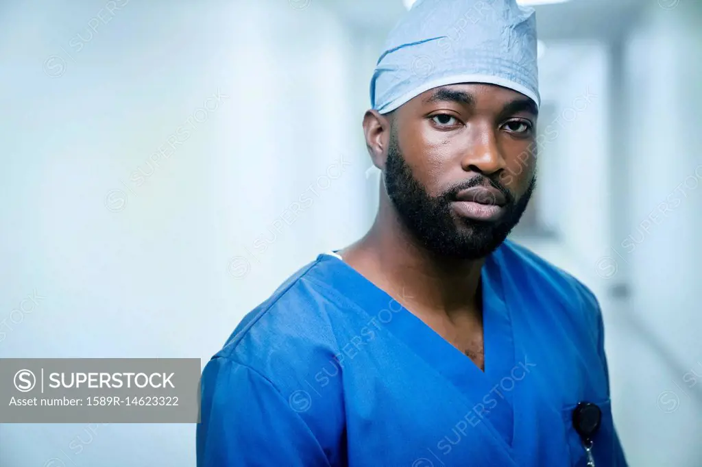 Portrait of serious black nurse