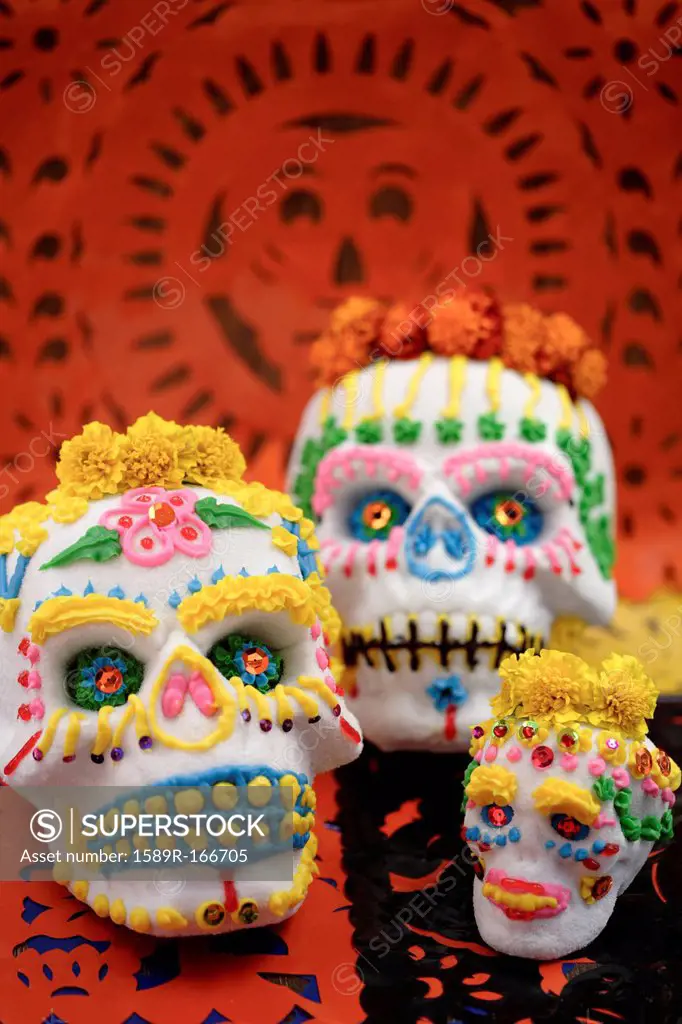 Decorated skulls for Day of the Dead celebration