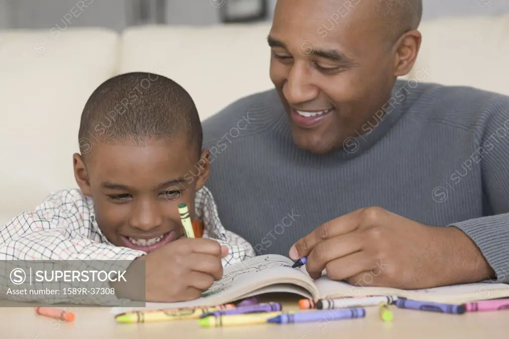 African father and son coloring