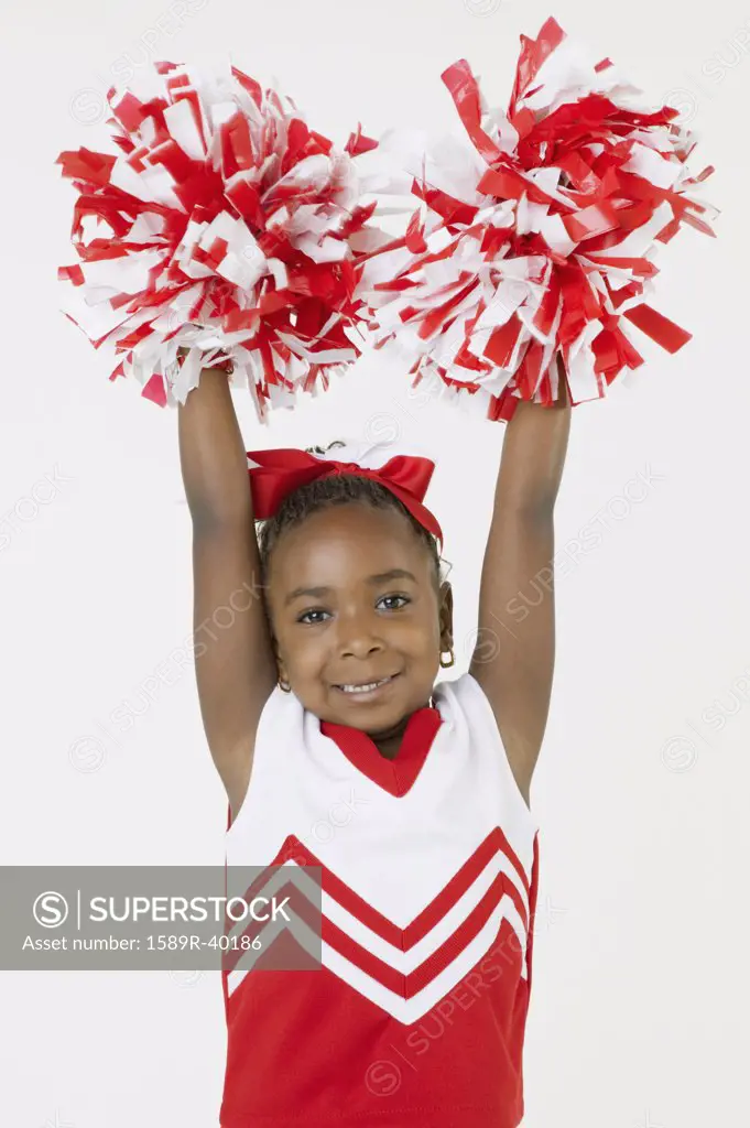 African girl dressed as cheerleader