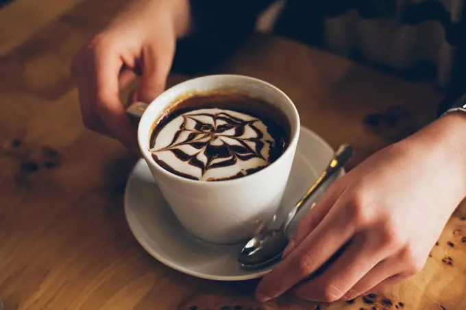 Close up of decorative coffee drink