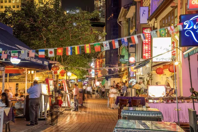 Outdoor vendors on Singapore sidewalk, Singapore, Singapore