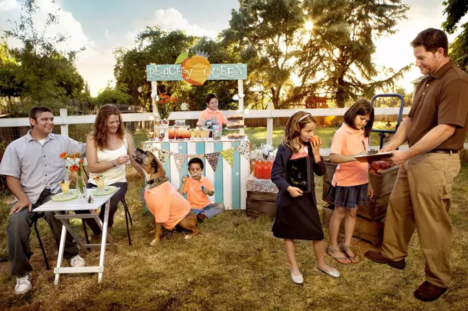 Family relaxing together outdoors