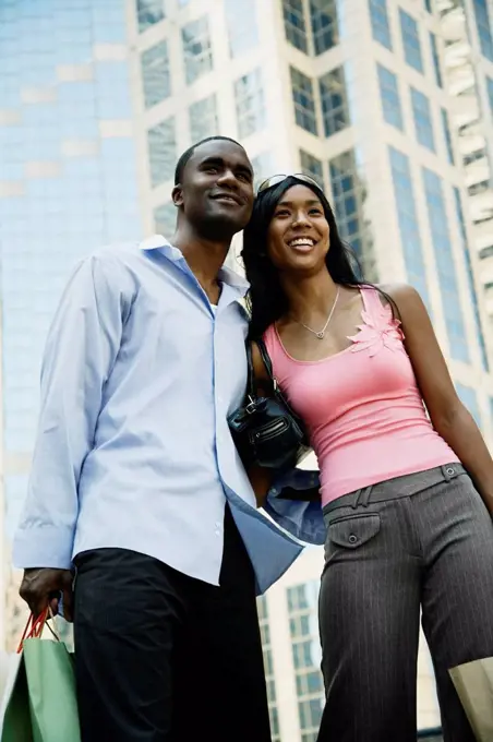 African couple in urban scene