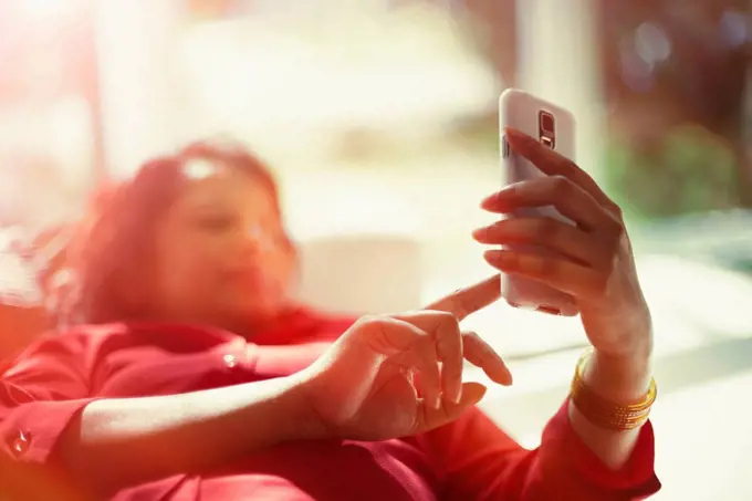 Indian woman using cell phone