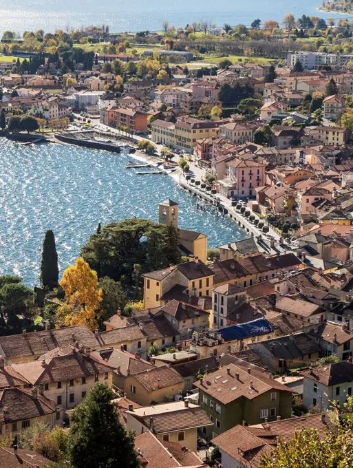 Scenic view of waterfront, Gravedona, Lake Como, Italy