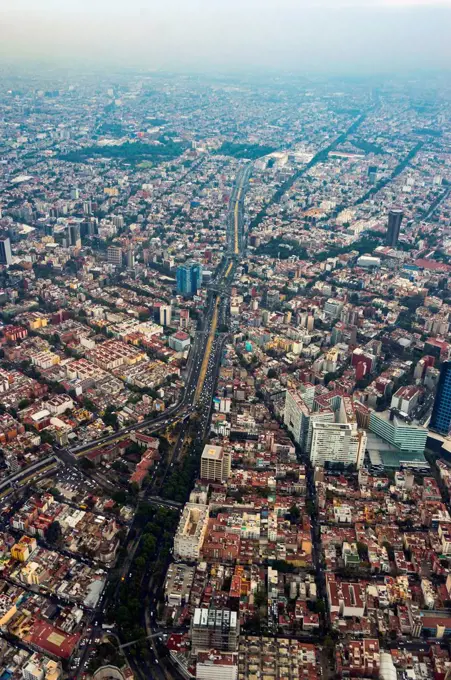 Aerial view of cityscape, Mexico City, Distrito Federal, Mexico