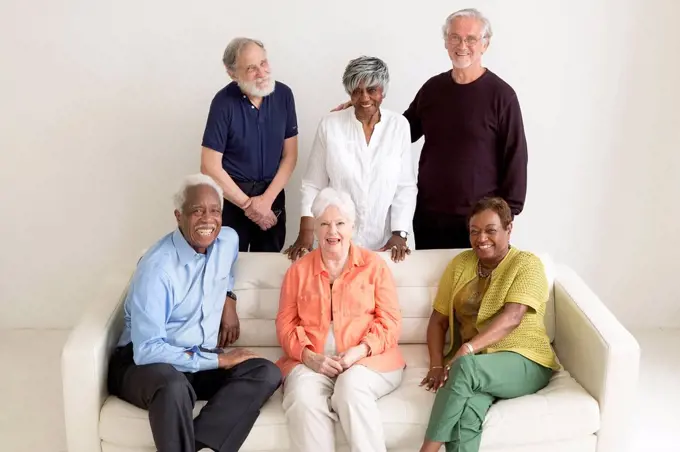 Portrait of older people on sofa