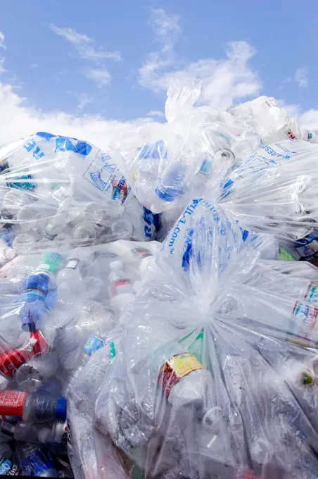 Bags of plastic bottles