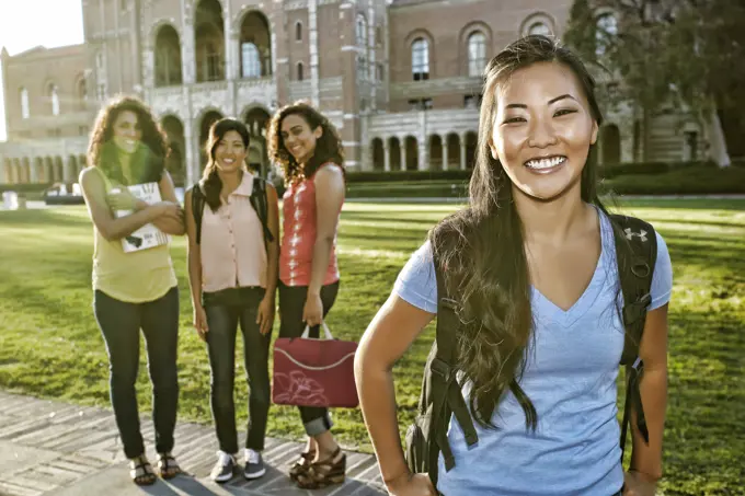 Student smiling on campus