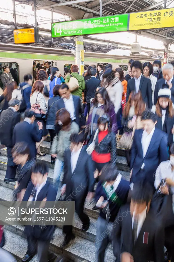 Japan, Honshu, Kanto, Tokyo, Shinjuku Station, Rush Hour Crowds