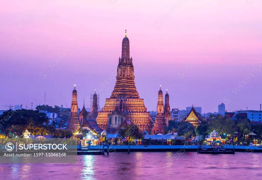 Thailand, Asia, Bangkok, Wat Aron, architecture, colourful, famous, skyline, sunset, symbol, touristic, travel, temple,