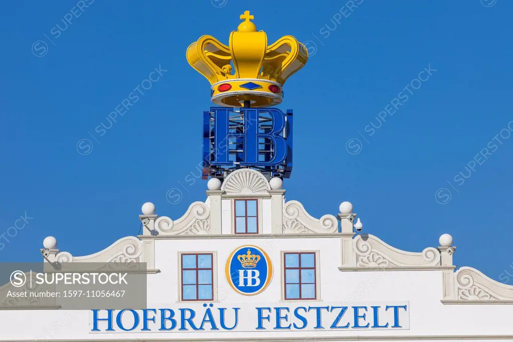 Germany, Baveria, Munich, Oktoberfest, Hofbrauhaus Beer Tent Sign