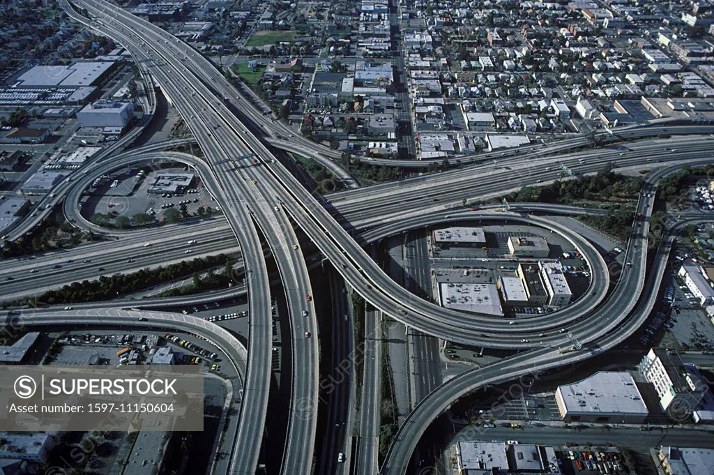 Aerial, Freeway, Los Angeles, California