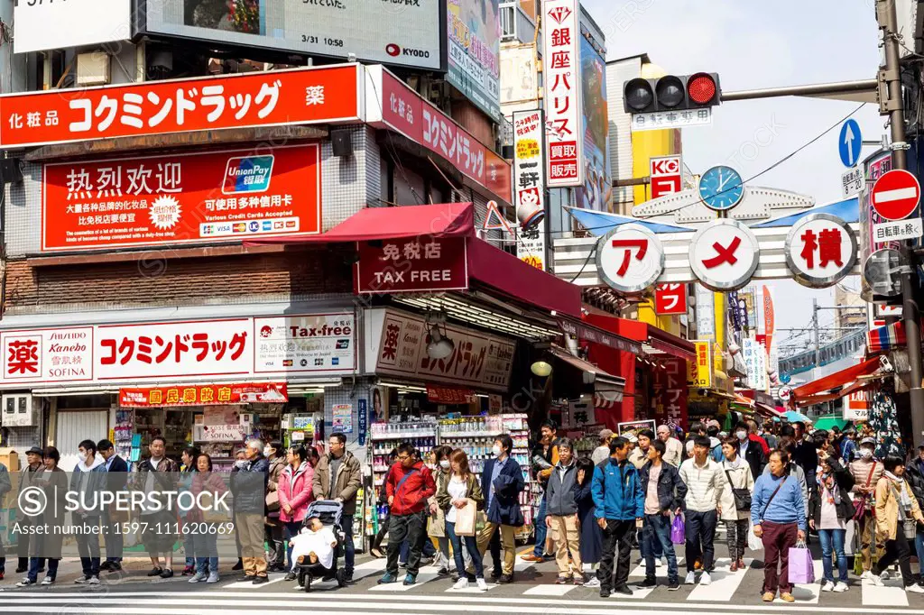 Japan, Honshu, Tokyo, Ueno, Ameyoko Shopping Street
