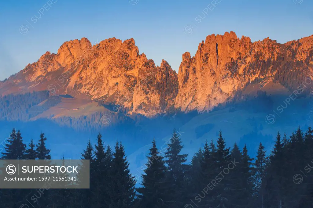 Alps, View, Jaun pass, mountain, mountain panorama, mountains, mountain massif, canton Bern, Dolomites of Switzerland, Swiss Dolomites, Europe, rock, ...