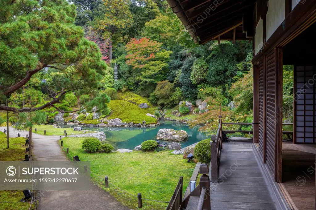 Japan, Asia, Kansai, Kyoto, Japanese, Landscape, Shoren-In, Temple, architecture, colourful, cute, fall, garden, green, momiji, nature, no people, pat...