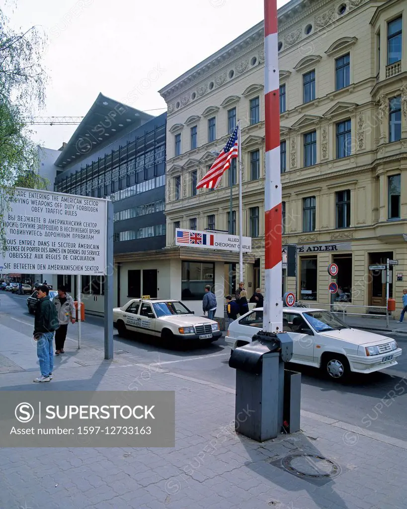 checkpoint Charlie in 1990 after the fall of the Berlin Wall