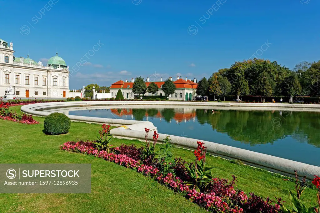 Castle, Belvedere, upper Belvedere, park, basin