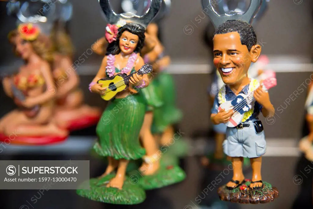 Honolulu, Oahu, souvenirs, USA, Hawaii, America, Obama, figures,