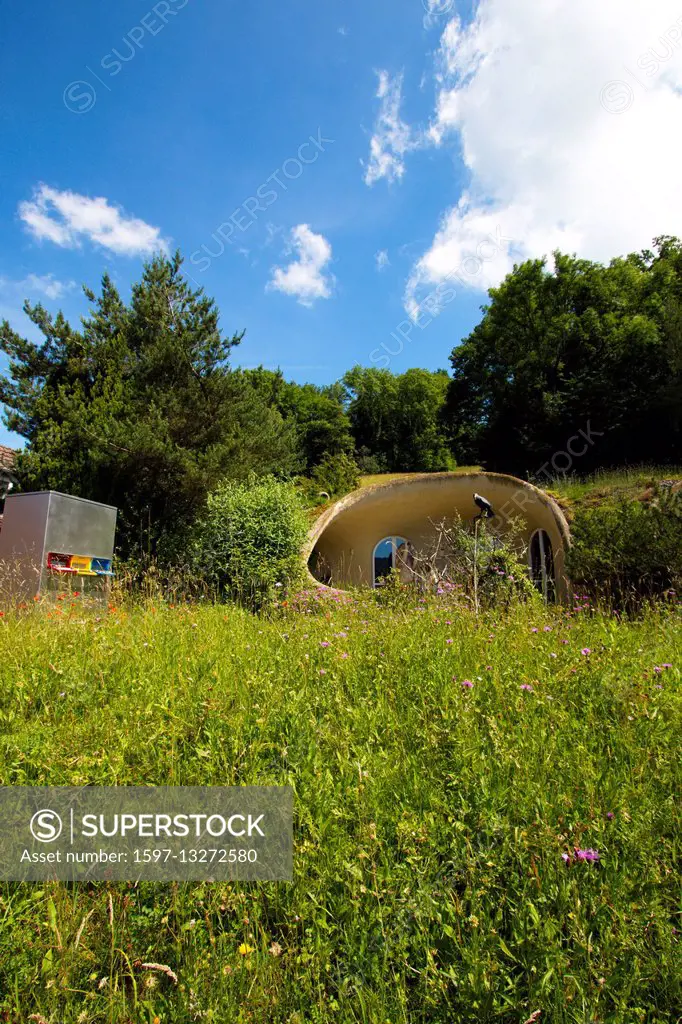 earth house, green roof, Switzerland