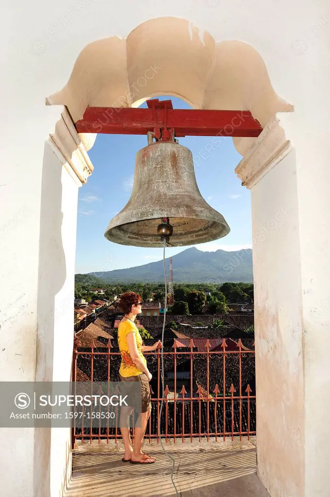 Iglesia la Merced, Church, Tower, Bell, view, Colonial, Granada, Nicaragua, Central America, UNESCO, World Heritage,