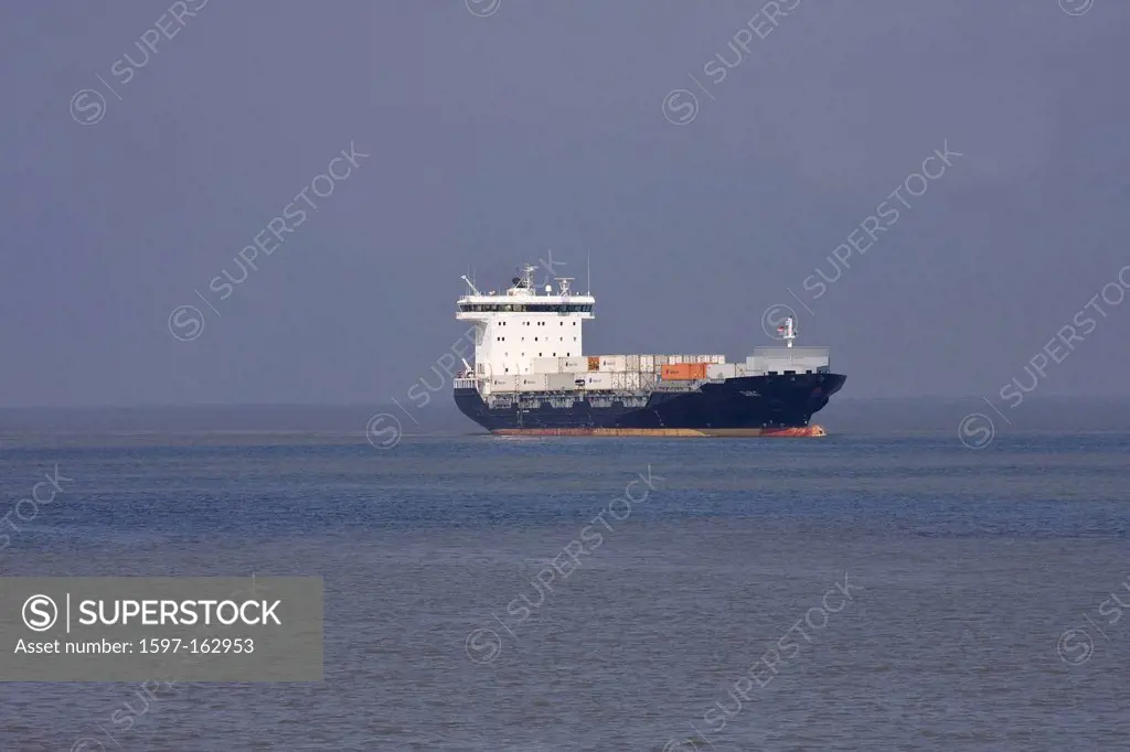 Container, container ship, Germany, Elbe, Europe, freighter, freight hauler, big, Hamburg, Germany, horizontal format, ship, shipping, ship traffic, t...