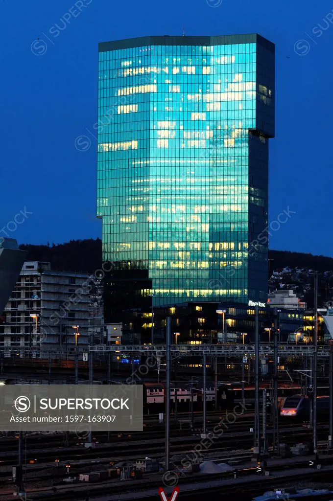 Block of flats, High_rise building, Building, architecture, glass, Prime Tower, Gebäude, Swiss, evening, town, city, view, night, lights, Zurich, Swit...