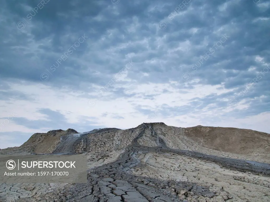 Azerbaijan, East, Asia, Caucasus, Quobustan, mud volcano, dry, Rissem, mud, slime, slushy, mud hole, mud holes, volcano, geology, nature, gray,